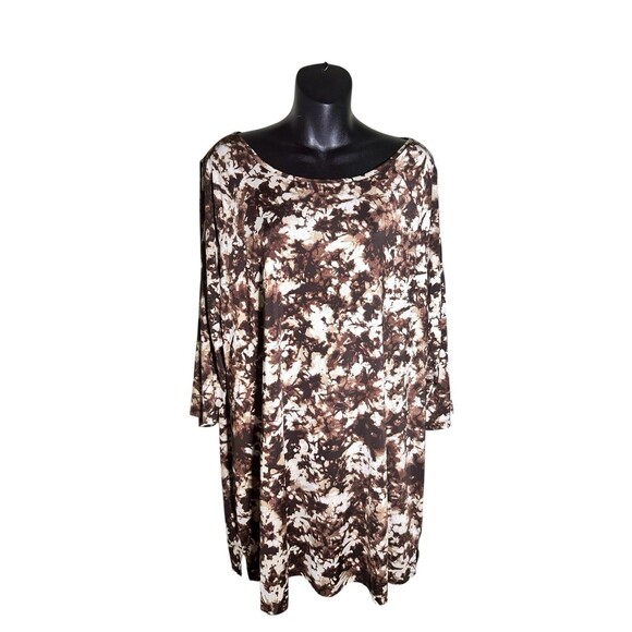 Susan Graver 1X Women’s Tunic With Slit Sleeves Brown - Picture 1 of 8